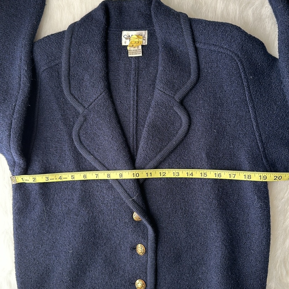 Carroll Reed 100% Wool Blue button down Long sleeve sweater jacket size 8 - Picture 9 of 16